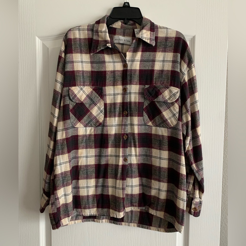 Plaid Flannel button up size Large